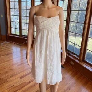 * J. Crew Ivory Silk Strapless Empire Knee Bridal Gown Wedding Dress Size 14